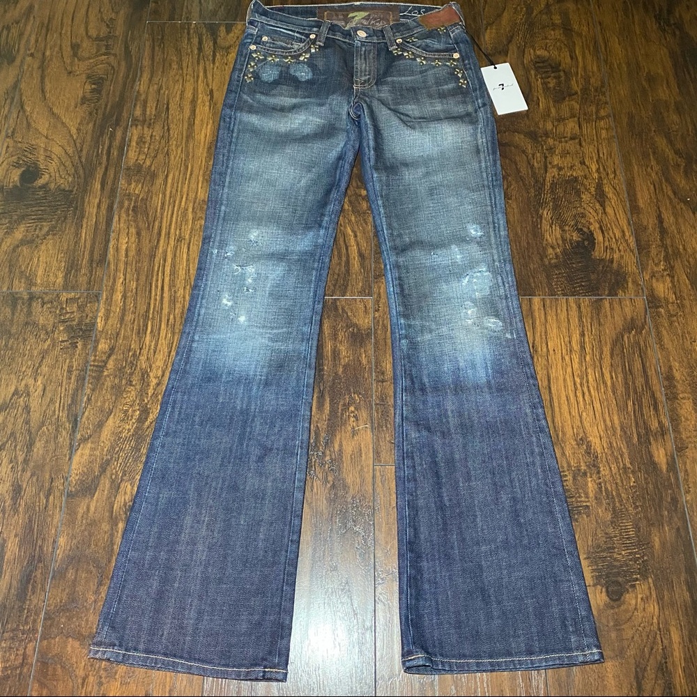 7 For All Mankind $225 Jeans Low Rise Leg Flare 25